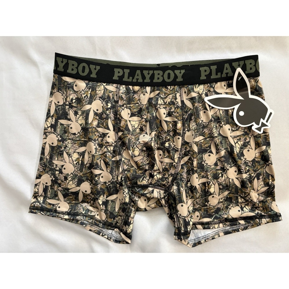 NEW PLAYBOY Boxers Playboy Boxer Briefs Mens Large Multicolor Playboy Bunny - Picture 1 of 6